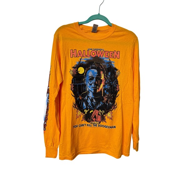 Graveyard Goods Tops - Graveyard Goods John Carpenters Halloween Michael Myers Orange‎ Shirt S